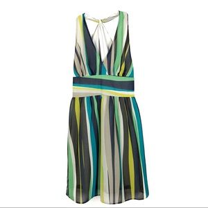 NWT Banana Republic Green Striped Dress, fully lined.